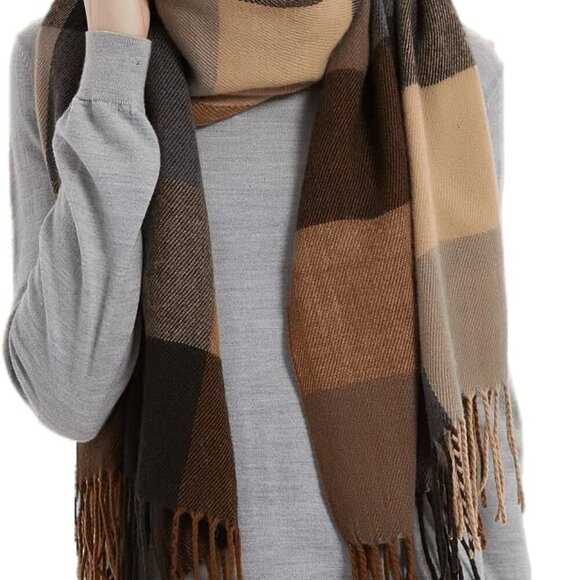 Women's Fashion Long Shawl Big Grid Winter Warm Lattice Large Scarf - Picture 1 of 5